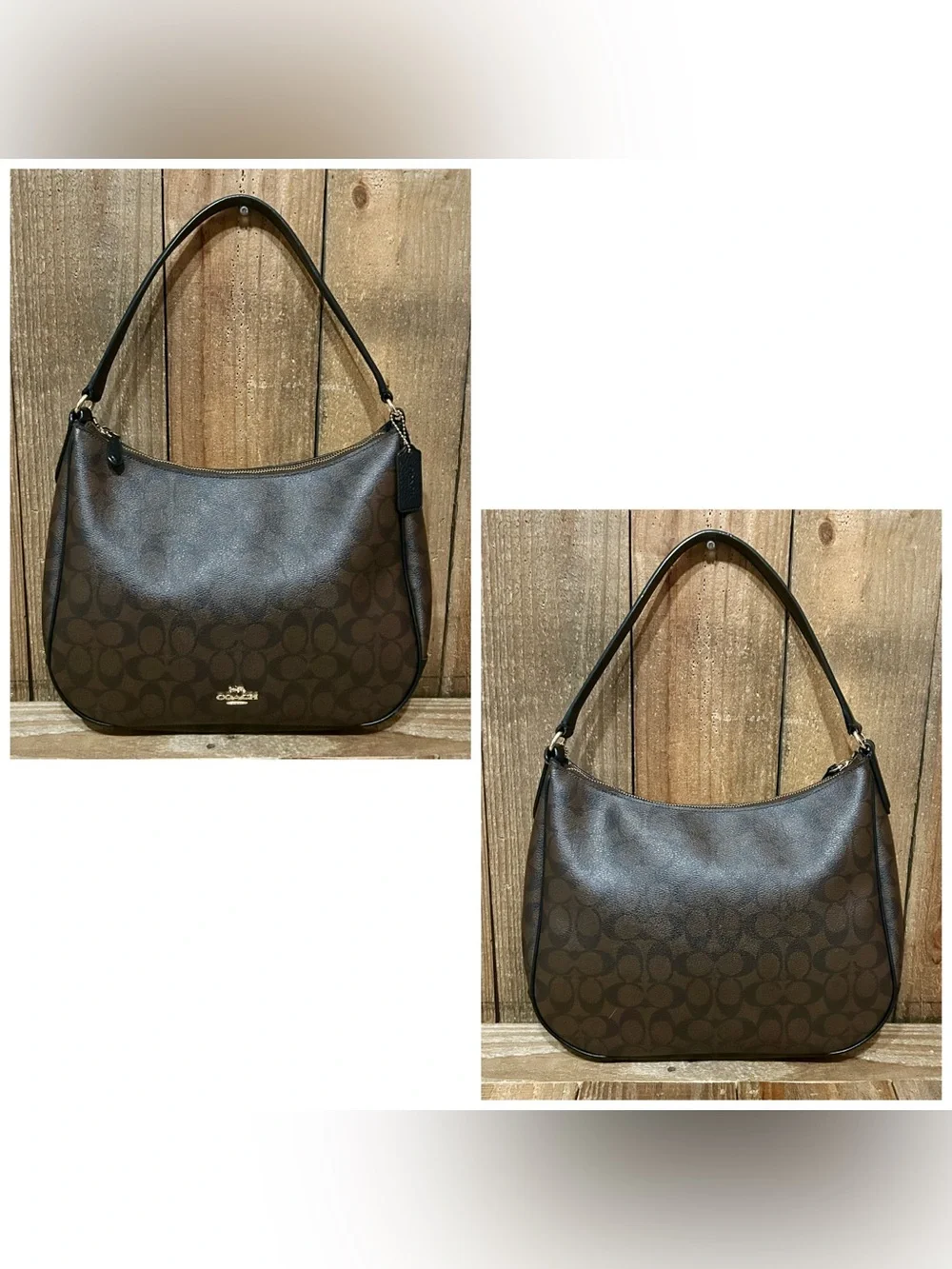 Coach. 5 Piece. Signature Zip Bag & Free Wallet, Glasses/Case, Scarf & Dust Bag. - Picture 3 of 16
